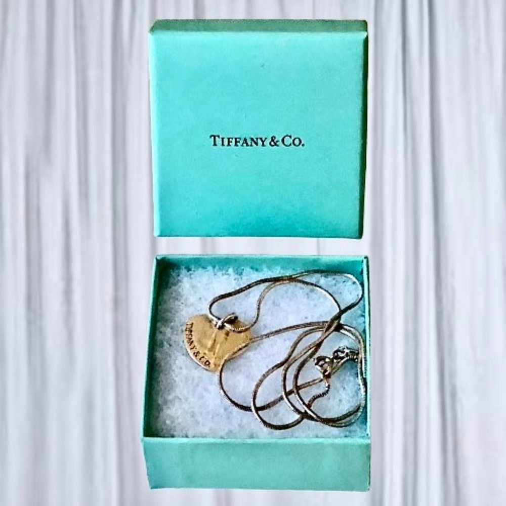 Tiffany & Co 925 Sterling Silver Necklace Double Heart Pendant Engravable Rare